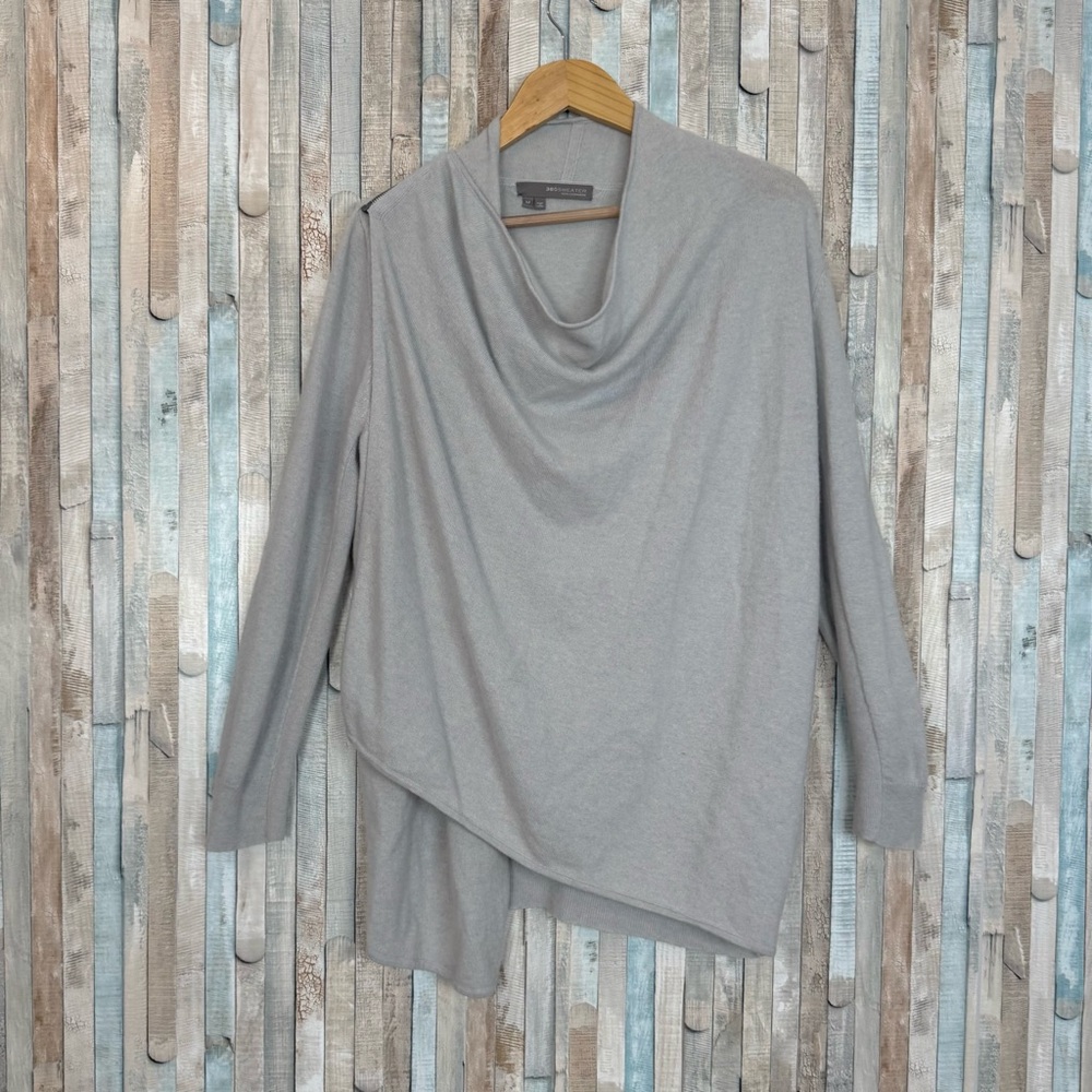 360 Sweater M Rich‎ 100% Cashmere Cozy Soft Knit Draped Wrap Front Sweater Pale